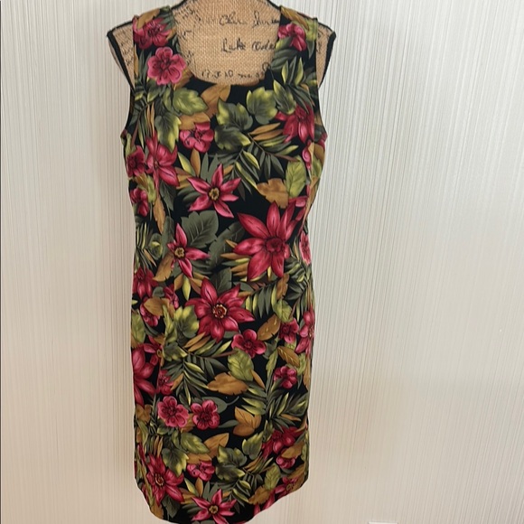 Kathie Lee Collection Floral Midi Dress - Black and Red - Picture 1 of 9